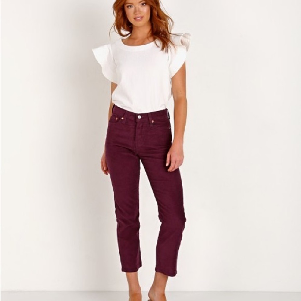Levi's Wedgie Straight Leg Corduroy Potent Purple Jeans Size 27